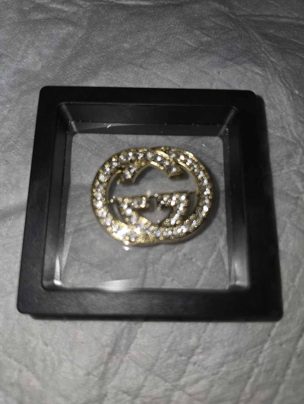 Gold Crystal Interlocking Logo Broach - Unbranded Fashion Design